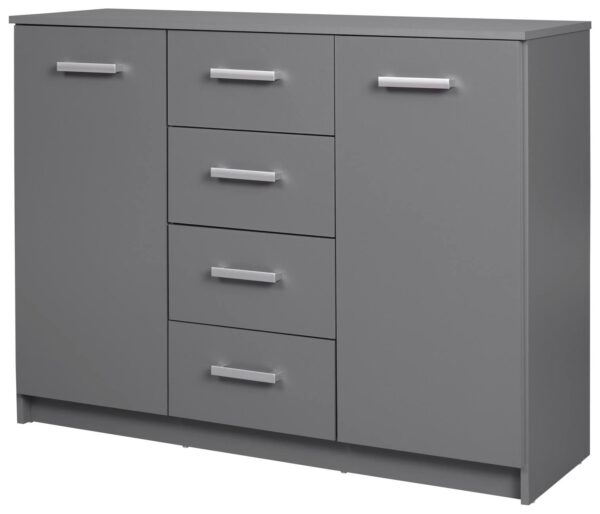 Sideboard Kommode ELENZIO 2T4S Graphit Grau mit 2 Türen 4 Schubladen EAN:4010340187305