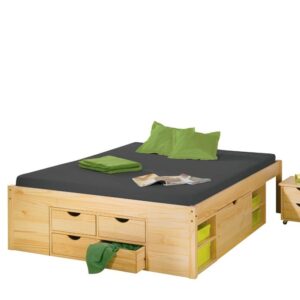 Funktionsbett Jugendbett Claas 140 x 200 Kiefer massiv natur lackiert EAN:4010340346405