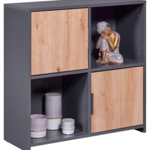 Regal Bücherregal PEPETO 2T mit 2 Türen Optik: Grau / Artisan Eiche EAN:4010340723404