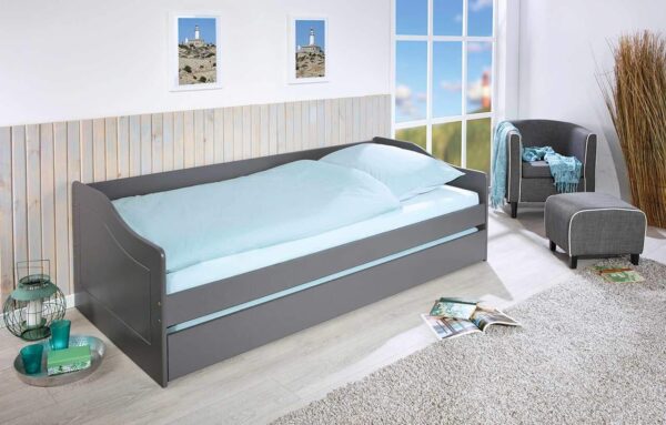 Sofabett Kinderbett MALTE grau mit Schublade 90 x 200 Kiefer massiv EAN:4010340861106