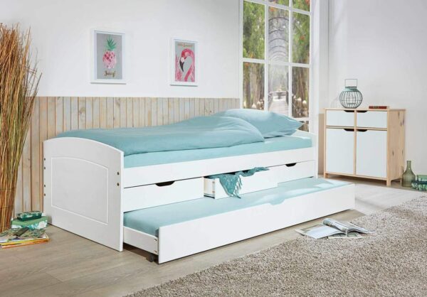 Kinderbett Funktionsbett RIEKA 90 x 200 weiß lackiert Kiefer massiv EAN:4010340902106