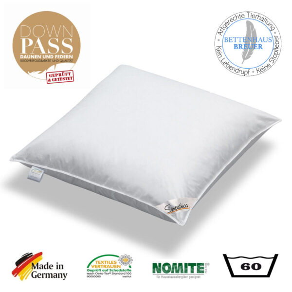 Kopfkissen Kissen 1100g neue weiße Federn Klasse 1 Daunenpass 80x80 EAN:4033829223004