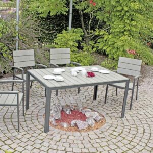 Garten Tischgruppe OLIVIA 5-tlg. Tisch 150 x 90 cm + 4 x Stapelstuhl EAN:4041908090140