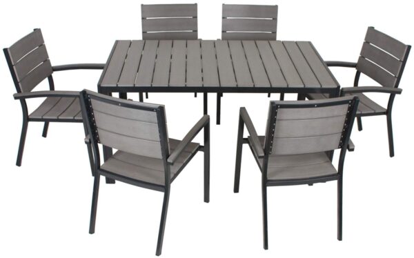 Garten Tischgruppe OLIVIA 7-tlg. Tisch 150 x 90 cm + 6 x Stapelstuhl EAN:4041908090157