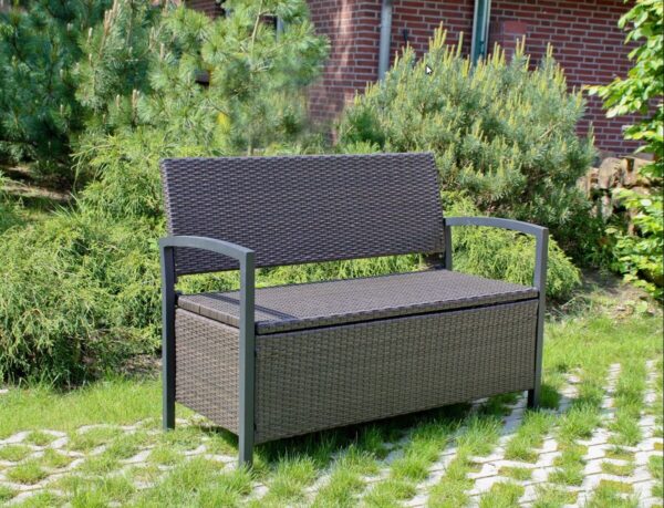 Gartenbank Truhenbank FERRARA Aluminium und Polygeflecht Coffee EAN:4041908100160