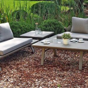 Garten Lounge Gruppe CELIA 4-tlg Alu hellgrau Polyester taupe EAN:4041908117755