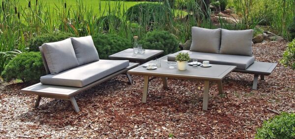 Garten Lounge Gruppe CELIA 4-tlg Alu hellgrau Polyester taupe EAN:4041908117755