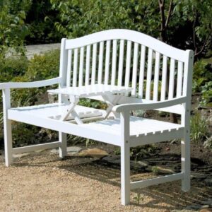 Gartenbank mit hochklappbarem Tisch aus 100% Eukalyptus white washed EAN:4041908127136