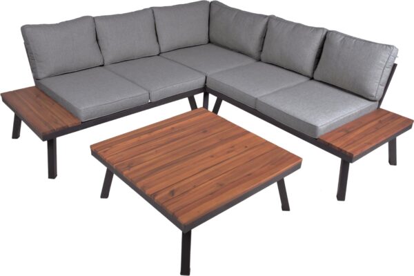 Moderne Garten Garnitur Lounge Set THERESA dunkelgrau EAN:4041908131577