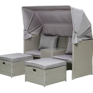 Gartensofa Relax Lounge SAINT TROPEZ mit Hocker und Sonnendach EAN:4041908131621