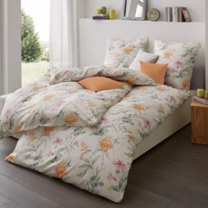 Estella Interlock Jersey Bettwäsche 6155-360 Blumen Orange 135x200 EAN:4053912269580