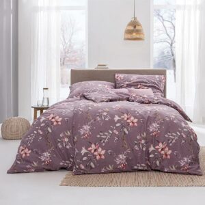 Estella Samt + Seide Flanell Bettwäsche 155x220 Lavarone mauve rosa Blüten 54... EAN:4053912373416