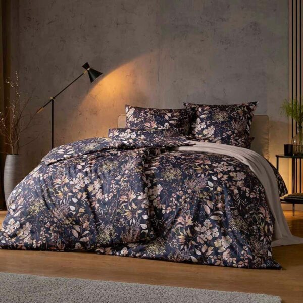 Estella Mako Satin Bettwäsche Mirella 7924-625 Blau Kupfer 135x200 EAN:4053912470627