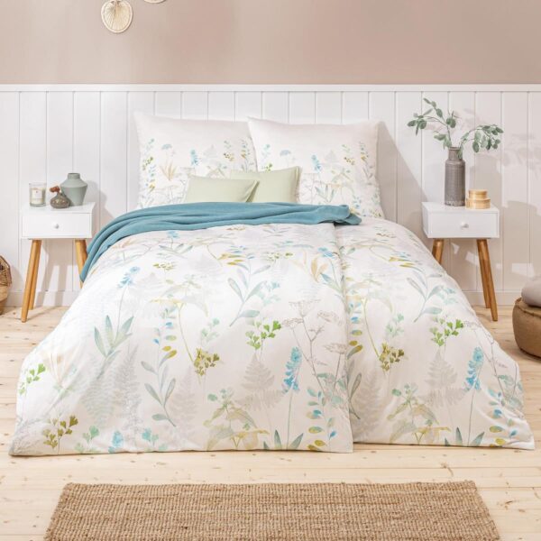 Estella Interlock Jersey Bettwäsche Visby 6295-520 Blumen Mint 135x200 EAN:4053912474359