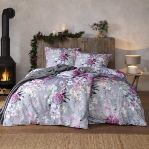 Estella Flanell Bettwäsche Romantica 4453-820 Blumen Rosa Grau 135x200 EAN:4053912475561