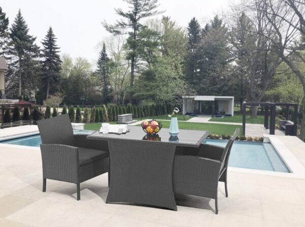 Garten Sitzgruppe Balkonset Polyrattan schwarz mit Tisch und Kissen EAN:4062444020965