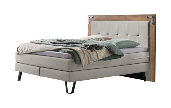 Boxspringbett OAKLAND 180x200 Wildeiche Superio-Top Bezug Pepe Grau EAN:7618756204035