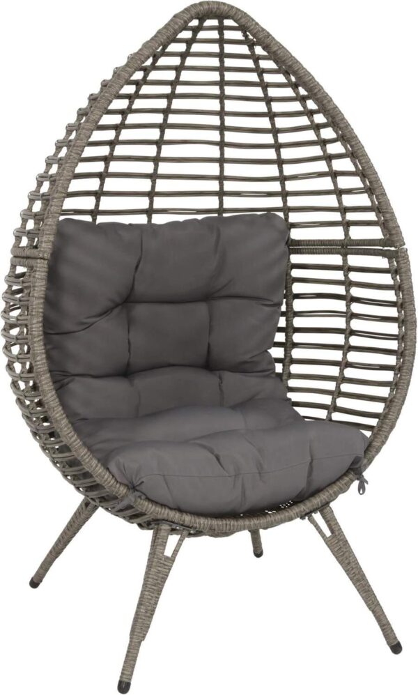 Lesli Living Relaxsessel CHILL Garten Stuhl Sitzei Egg Polyrattan Grau EAN:8714365414540