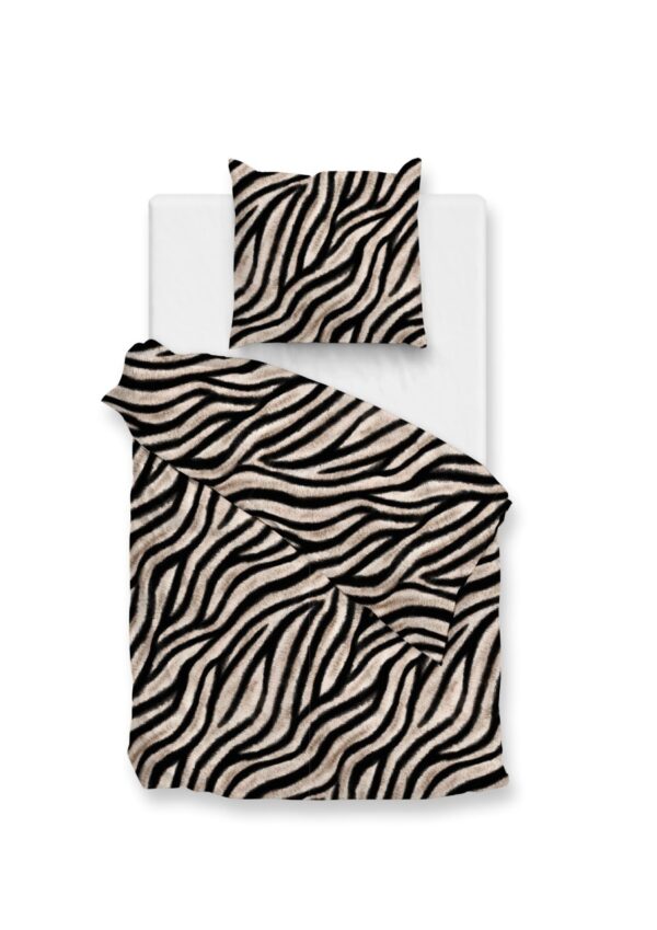 Zo! Home Flanell Bettwäsche 135x200 cm Zebrato natural Zebra Tierfellmuster EAN:8718518429634