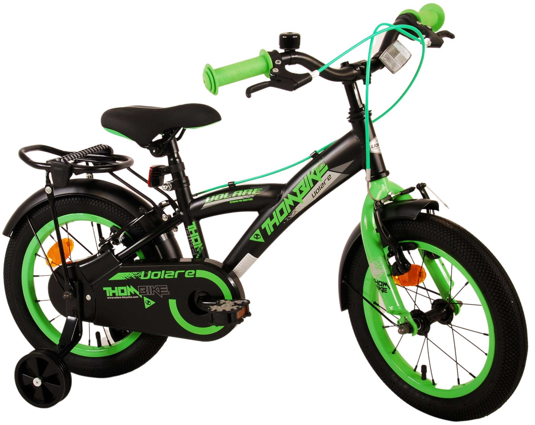 TPFSports Thombike Kinderfahrrad - Jungen - 14 Zoll - Schwarz/Grün / 2 Handbremsen