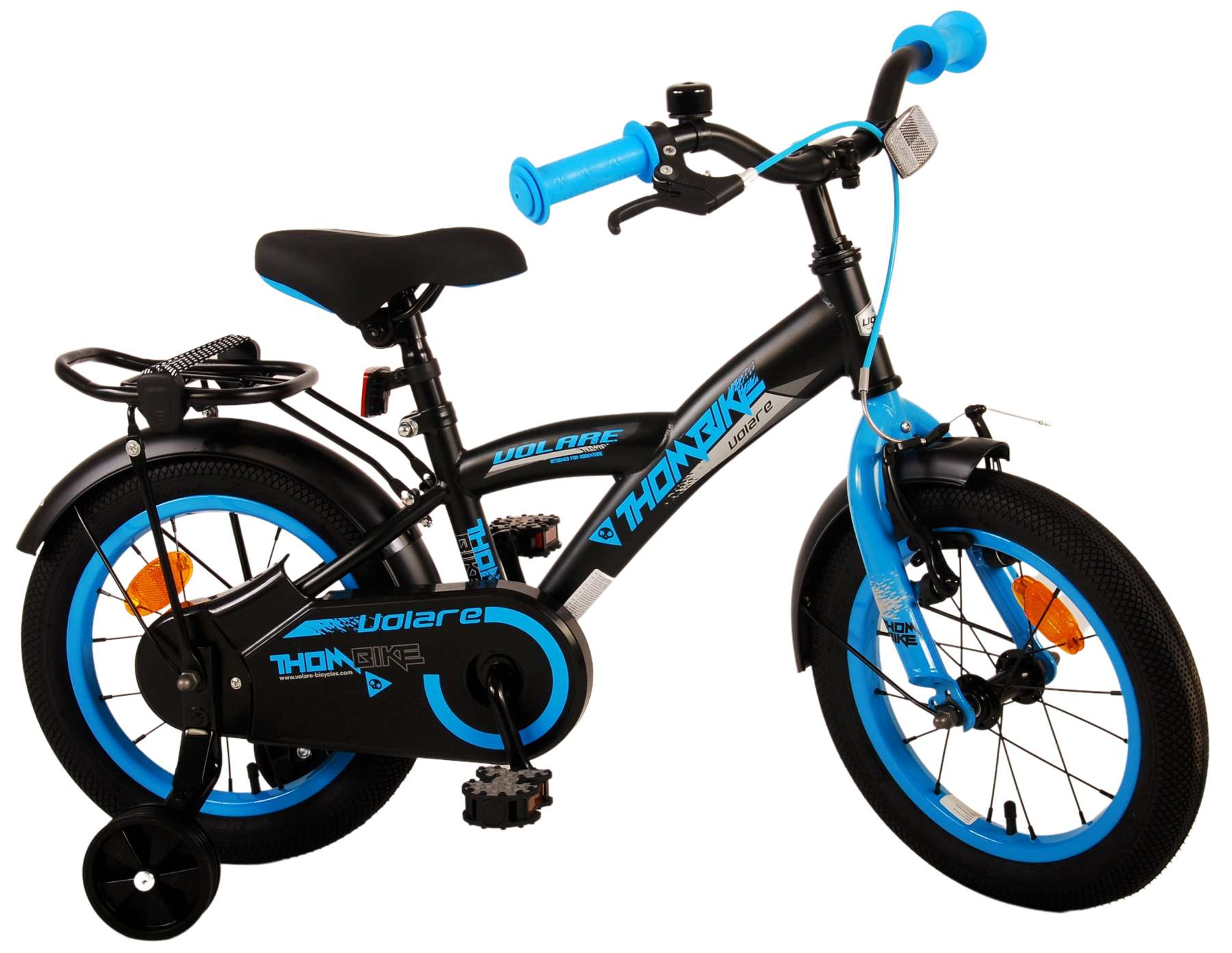 TPFSports Thombike Kinderfahrrad - Jungen - 14 Zoll - Schwarz/Blau / Rücktritt + Handbremse