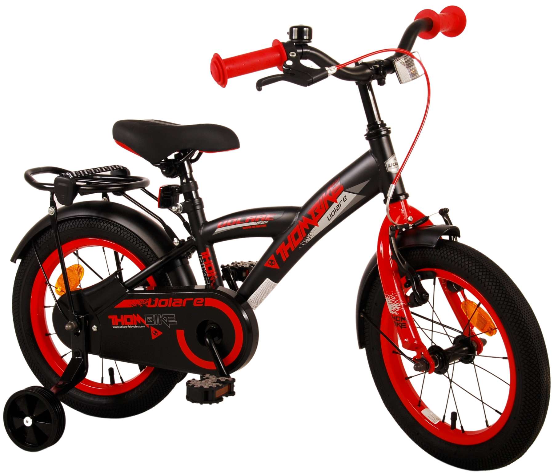 TPFSports Thombike Kinderfahrrad - Jungen - 14 Zoll - Schwarz/Rot / Rücktritt + Handbremse