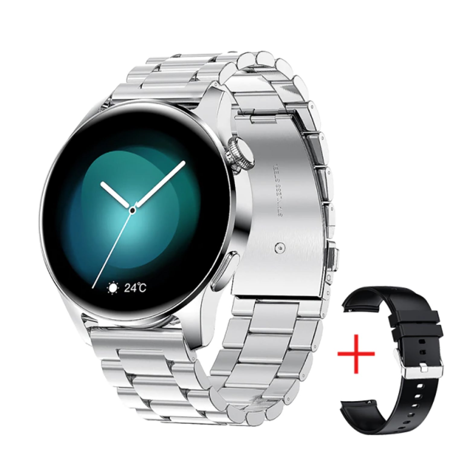 TPFNet Smart Watch / Fitness Tracker IP67 für Damen & Herren - Edelstahl Armband - Android & IOS - Schwarz & Silber - Silber