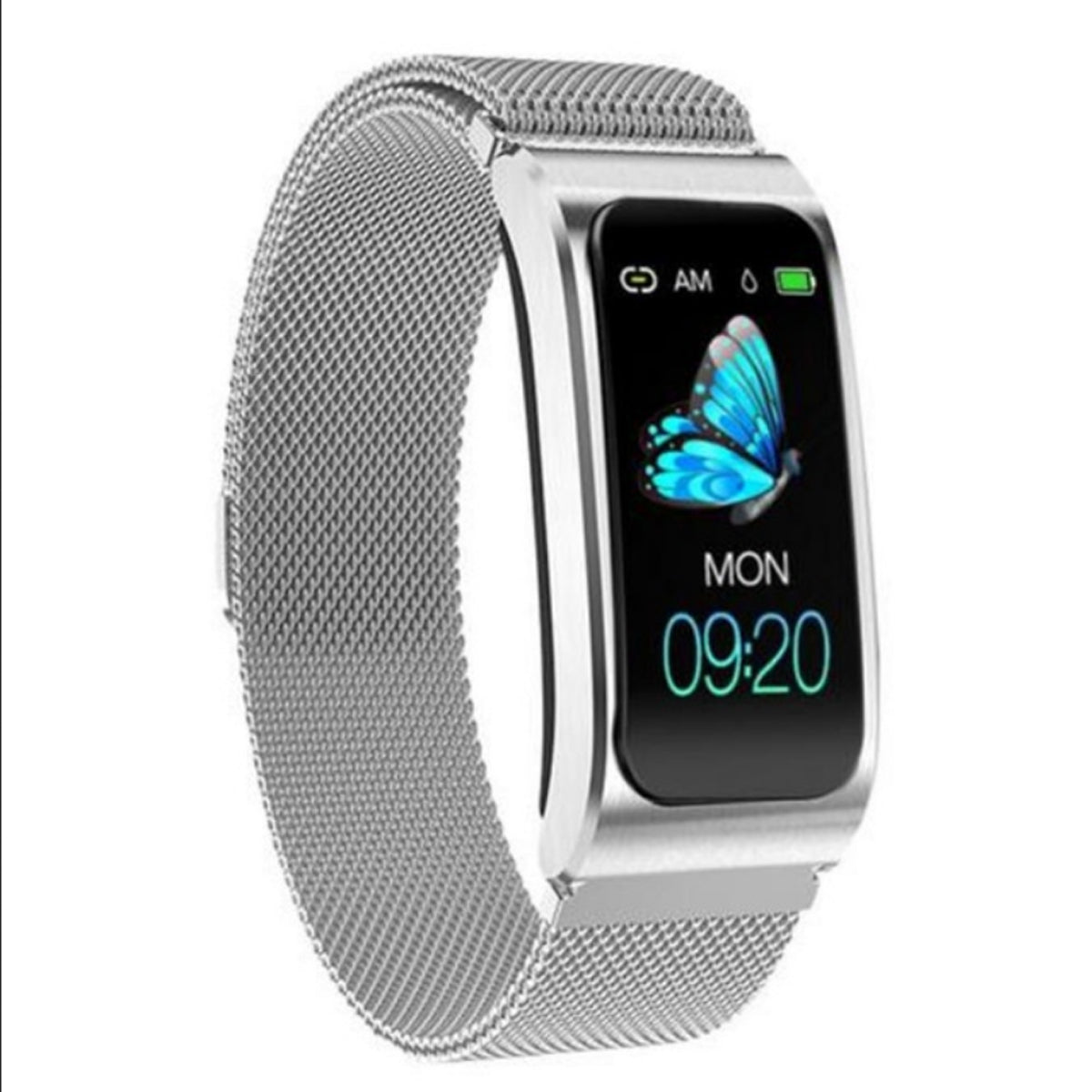 TPFNet Damen Smart Watch / Fitness Tracker IP68 - Milanaise Armband - Android & IOS - verschiedene Farben - Silber