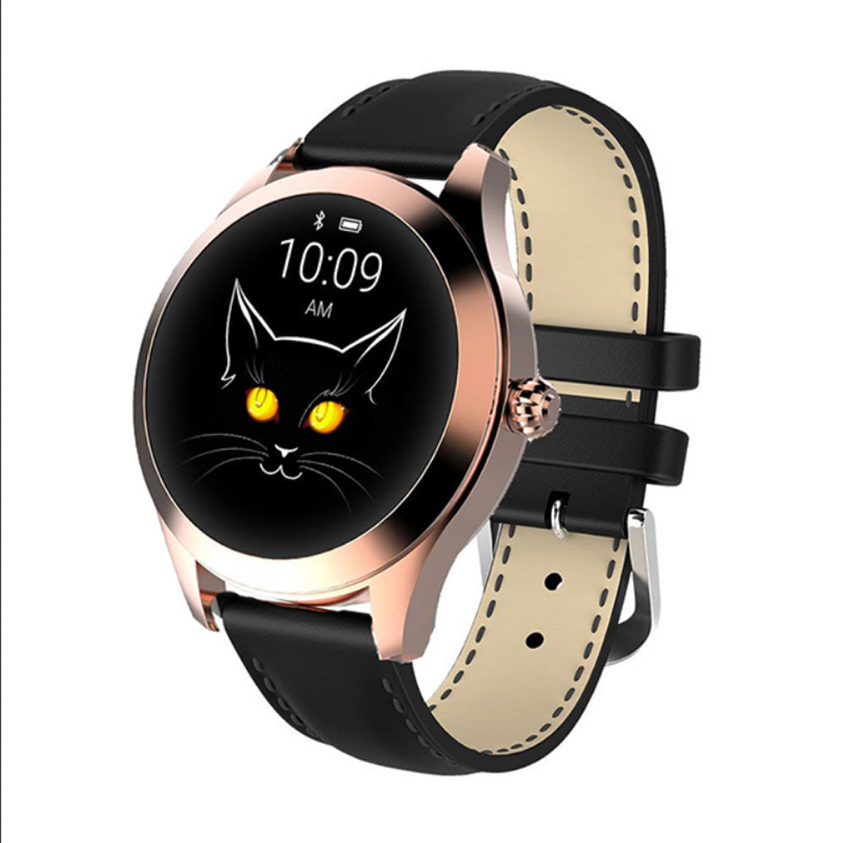 TPFNet Damen Smart Watch / Fitness Tracker IP68 - Kunstleder Armband - Android & IOS - verschiedene Farben - Gold/Schwarz