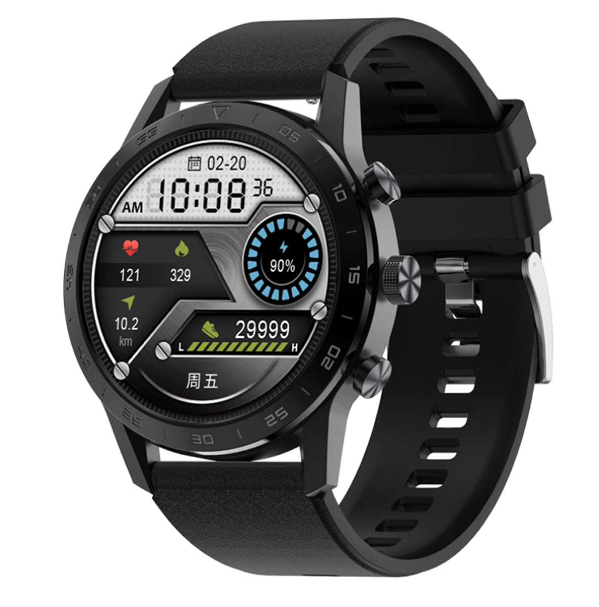 TPFNet Smart Watch / Fitness Tracker IP67 - Silikon Armband - Android & IOS - verschiedene Farben - Schwarz / Schwarz