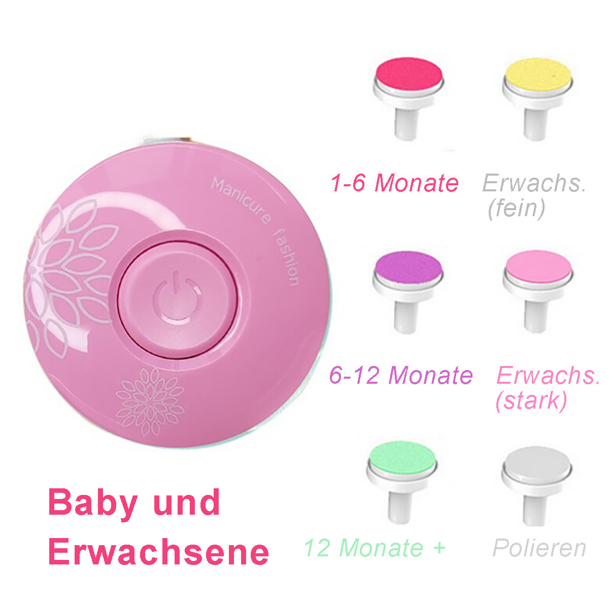 TPFBeauty Baby Nageltrimmer Elektrisch mit 6 Schleifköpfen