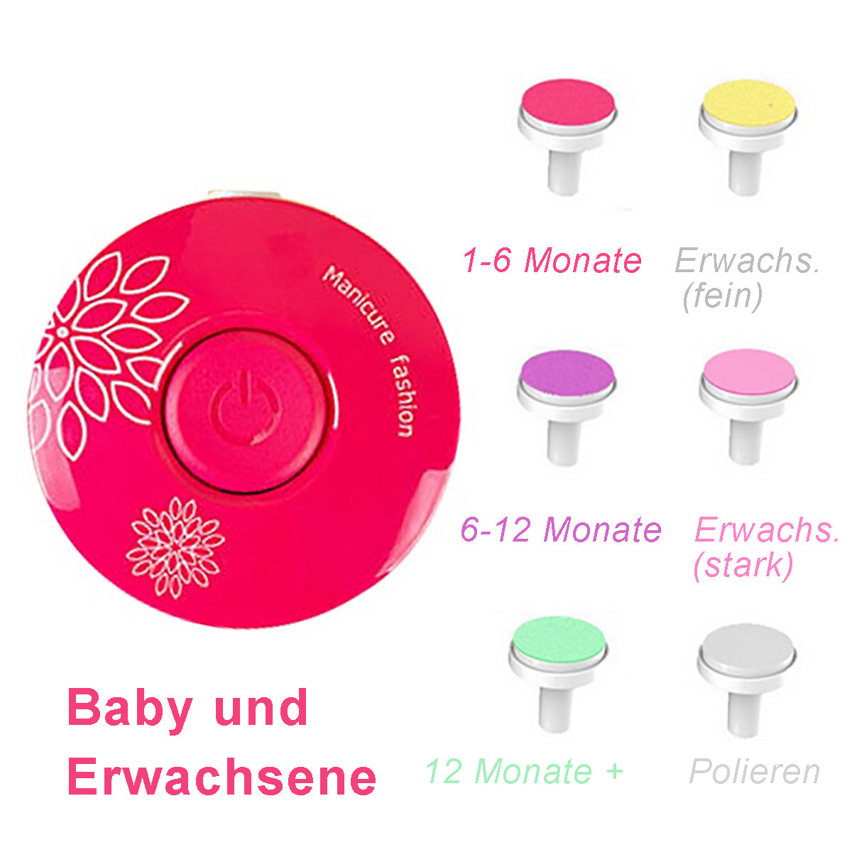 TPFBeauty Baby Nageltrimmer Elektrisch mit 6 Schleifköpfen