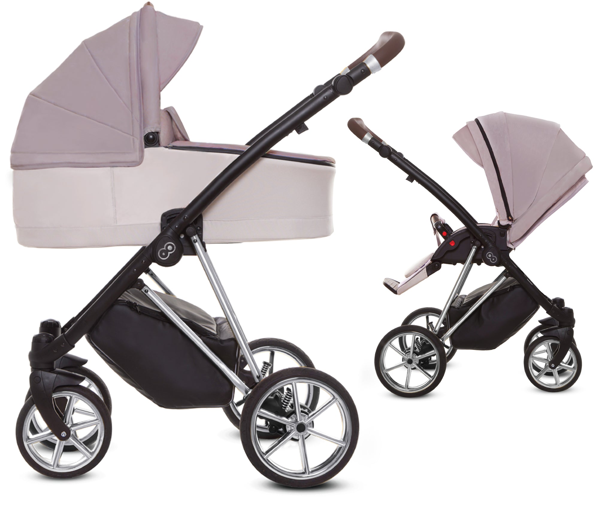 TPFLiving 2in1 Kinderwagen Ultra Stoff - Pastel / Gestell Chrom