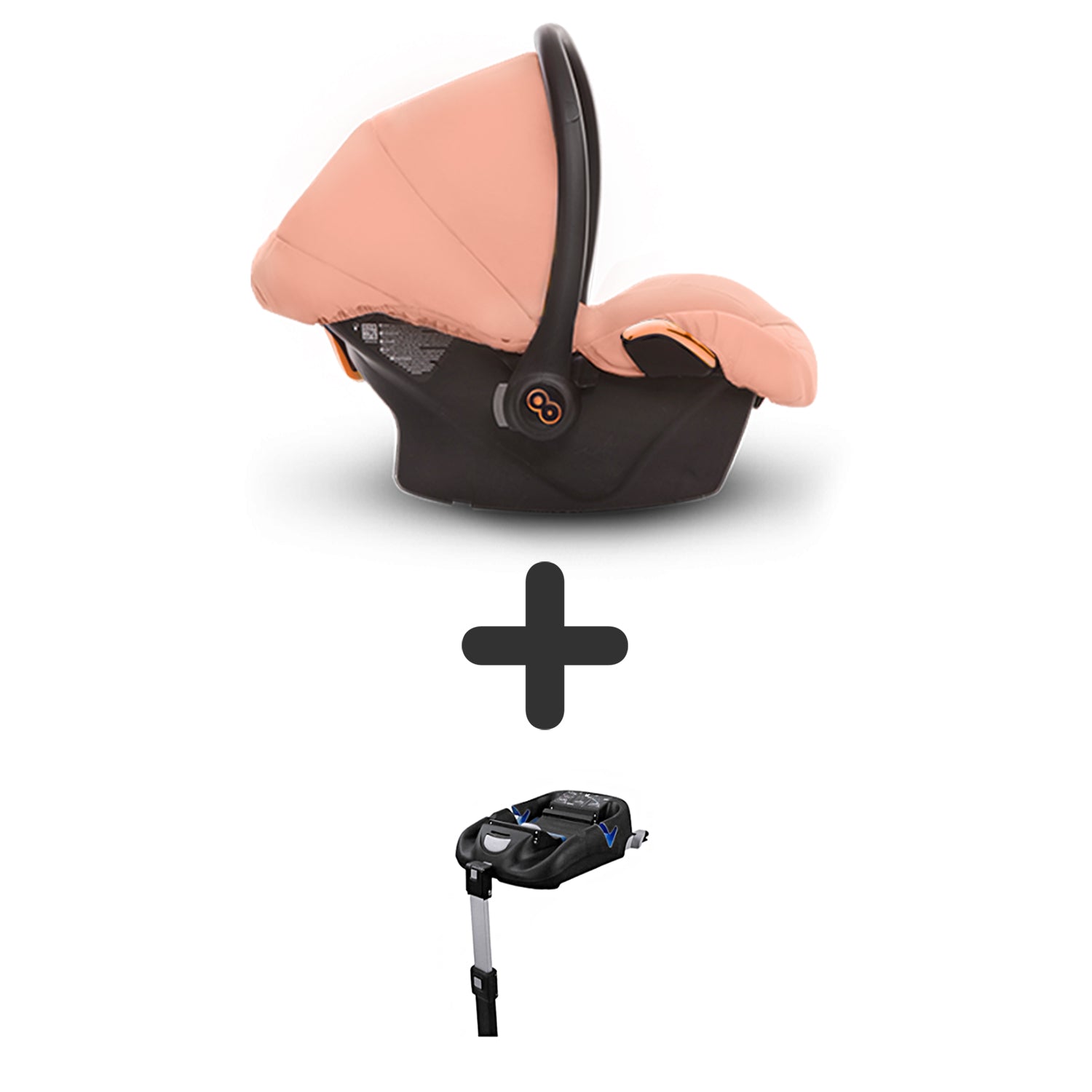 TPFLiving Babyschale Ultra Stoff mit oder ohne Isofix - Apricot / Roségold / mit Isofix