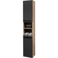 Hochschrank Vista Oak Eiche Viking Nachbildung schwarz matt B/H/T: ca. 34x190x31 cm