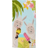 Strandtuch Happy lamas Multi Polyester B/L: ca. 75x150 cm