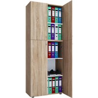 Büroschrank Lona XXL Eiche Sonoma Nachbildung weiß B/H/T: ca. 70x183x39 cm