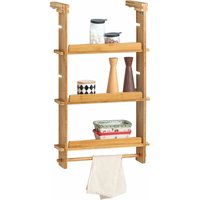 SoBuy KCR03-N Design Hängeregal für Kühlschrank Gewürzregal mit 3 verstellbaren Ablagen Küchenregal aus Bambus Natur BHT ca: 42x73x10cm