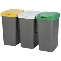 Tontarelli - Setzen Sie 3 75 -Liter -Recyclingbehälter in Gesamtkunststoff 79 x 33 x 48 cm