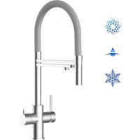 Vizio - 5 Wege Wasserhahn Edelstahl Massiv Kuechenarmatur mit Grau 360 schwenkbarem Auslauf und abnehmbare 2 strahl Handbrause - Edelstahl Gebuerstet