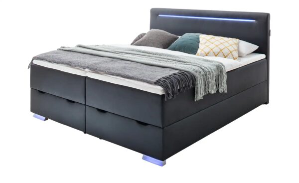 Boxspringbett mit LED-Beleuchtung Knight ¦ schwarz ¦ Maße (cm): B: 183 H: 110 Betten > Boxspringbetten > Boxspringbetten 180x200 - Höffner