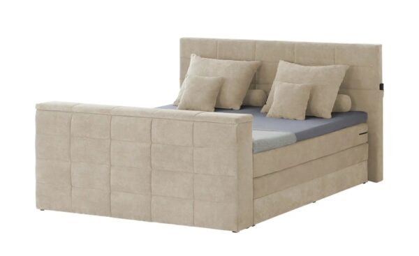 uno TV-Motor-Boxspringbett mit motorischer TV-Halterung Dillon 2 ¦ beige ¦ Maße (cm): B: 202 H: 123 Betten > Boxspringbetten > Boxspringbetten 180x200 - Höffner