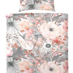 Primera Mako-Satin Bettwäsche 155x220 Blüten Rosen weiß silber rosa 243230-82 EAN:4002895192736