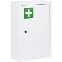 Kleankin Medikamentenschrank abschließbar für Zuhause 30 x 14 x 46 cm mit 3 Fächern kindersicher aus kaltgewalztem Stahl in Weiß   Aosom.de