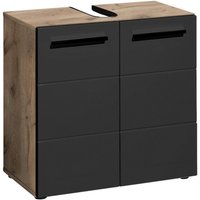 Waschbeckenunterschrank Vista Oak Eiche Viking Nachbildung schwarz matt B/H/T: ca. 60x62x31 cm