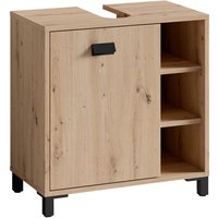 Waschbeckenunterschrank WELLNESS Eiche Artisan Nachbildung schwarz schwarz B/H/T: ca. 60x62x34 cm