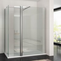 SONNI Begehbare Dusche Duschabtrennung Duschwand Duschkabine 8mm Nano Glas Duschwand mit schwenkbare Tür Walk in Dusche