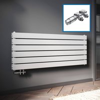 SONNI Design Heizkörper flach horizontal Flachheikörper für Bad Seitenanschluss Badheizkörper 465*1200mm Weiß ohne/mit Mutiblock