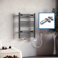 SONNI Badheizkörper Elektrisch mit Thermostat Anthrazit Handtuchtrockner Mittelanschluss Oval Handtuchwärmer für Bad Heizung Ohne /Mit Multiblock