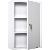 kleankin Erste-Hilfe-Schrank Medizinschrank 3 Fächer abschließbar Stahl Weiß 40x18x60cm   Aosom